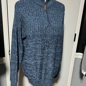 London Fog Men's Blue Heather Zip-Up Sweater